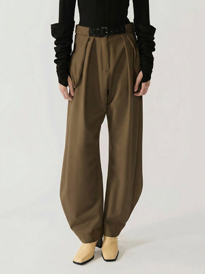 #khaki Wool Blend Jasmine Women Trousers - Khaki