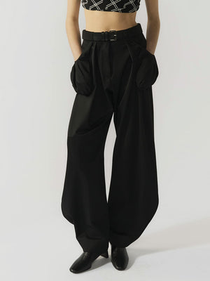 #black Wool Blend Jasmine Women Trousers - Black