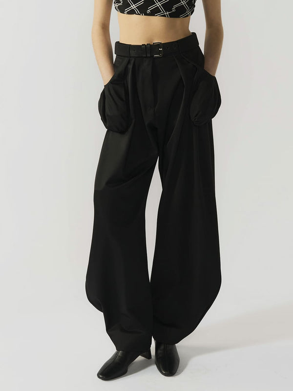 #black Wool Blend Jasmine Women Trousers - Black