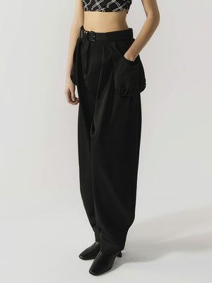 #black Wool Blend Jasmine Women Trousers - Black