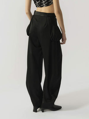 #black Wool Blend Jasmine Women Trousers - Black