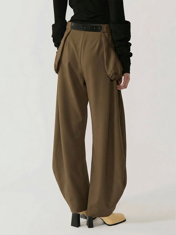 #khaki Wool Blend Jasmine Women Trousers - Khaki