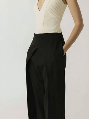 #black Iris Wool Trousers for Women - Black