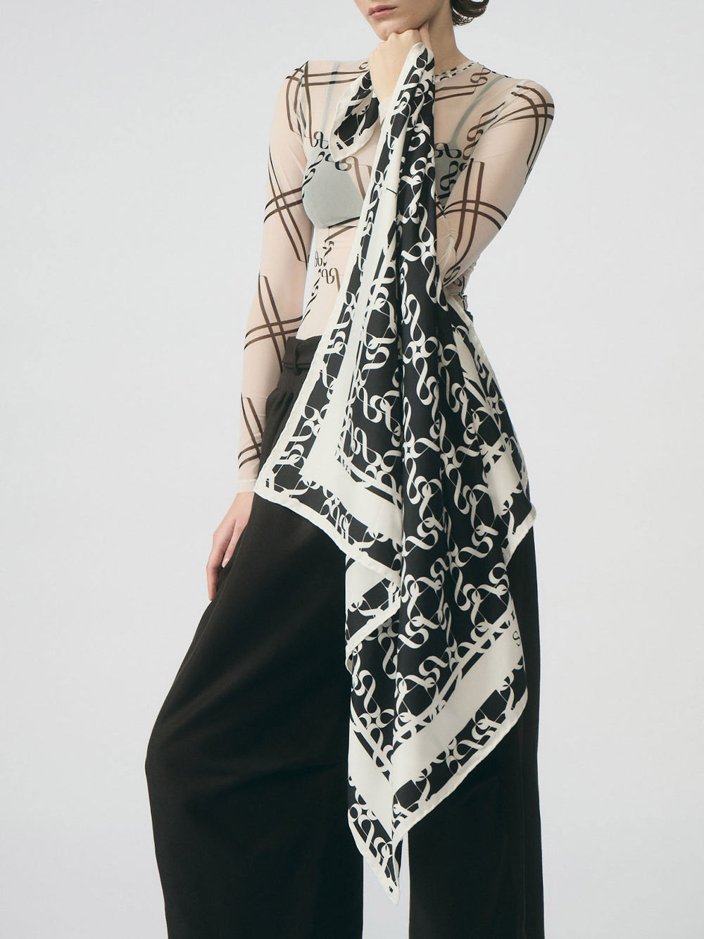 Lumi 90 Black Print Scarf